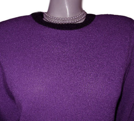 *FROM MY OWN PERSONAL COLLECTION - VINTAGE DON SAYRES FOR WELLMORE SAKS FIFTH AVENUE SANTANA KNIT DRESS IN AMETHYST & CHARCOAL