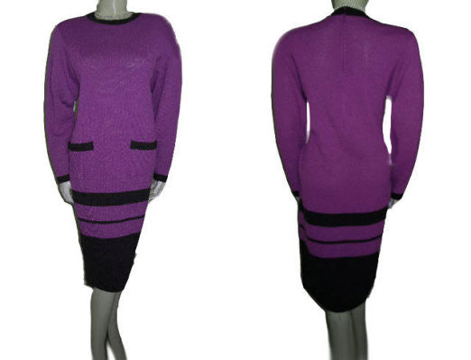 ST. JOHN for Neiman Marcus Blue Mock Neck Santana Knit Sweater Dress SZ 10