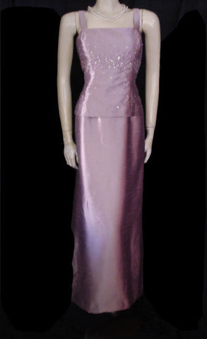 NEW - ALEX EVENINGS SPARKLING BEADED & SEQUIN EVENING GOWN WITH MATCHING JACKET IN ANGELFACE
