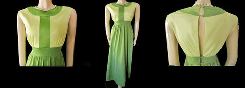 *VINTAGE VANITY FAIR ANTRON NYLON NIGHTGOWN IN LEMON LIME WITH A BEAUTIFUL OPEN BACK