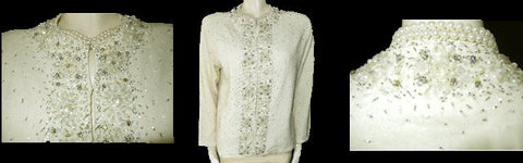 *  FROM MY OWN PERSONAL COLLECTION - FROM MY OWN PERSONAL COLLECTION - VINTAGE  VALENTINA LTD. RHINESTONE, PEARL & BEADED SWEATER