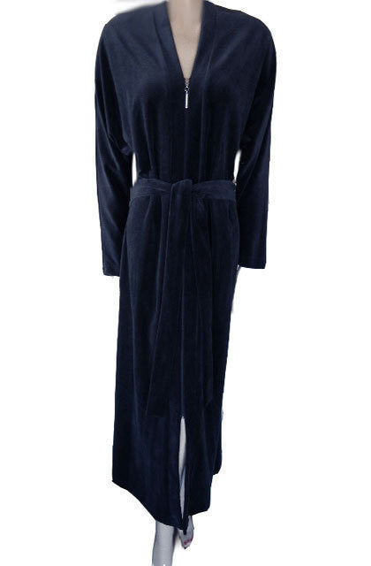 NEW - DIAMOND TEA COTTON/POLY ZIP UP FRONT ROBE WITH ATTACHED TIES IN NIGHTFALL SIZE LARGE- ONLY 1 IN STOCK IN THIS SIZE & COLOR - WOULD MAKE A WONDERFUL GIFT