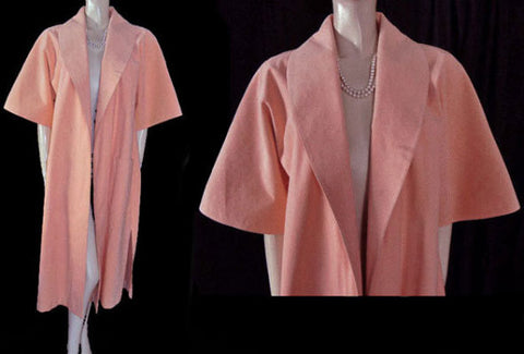 *FROM MY OWN PERSONAL COLLECTION - VINTAGE DESIGNER VERA MAXWELL PEACH ULTRASUEDE CLUTCH COAT - PERFECT FOR SPRING, SUMMER & EARLY FALL