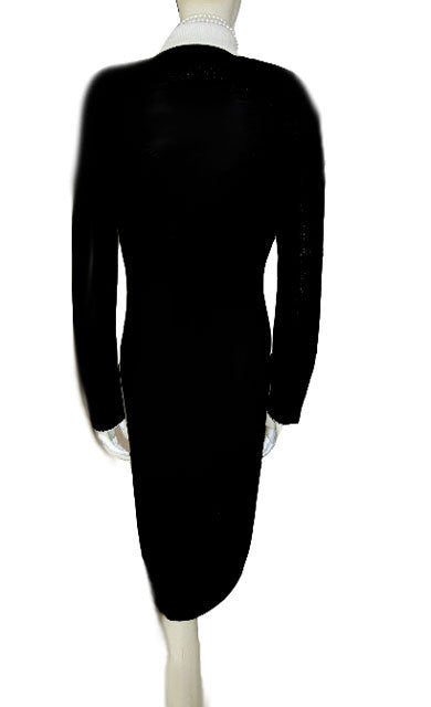 Saks Fifth Avenue Black Knit Lattice Dress | Size S