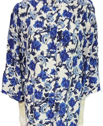 * LUSCIOUS MARGUERITE LI BLUE & WHITE FLORAL SILK DRESS