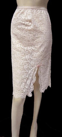 *VINTAGE ‘50s / ‘60s GLYDONS PETTI-SLIP PLUS LACE HALF SLIP IN DUSTING POWDER WITH PINK BOW