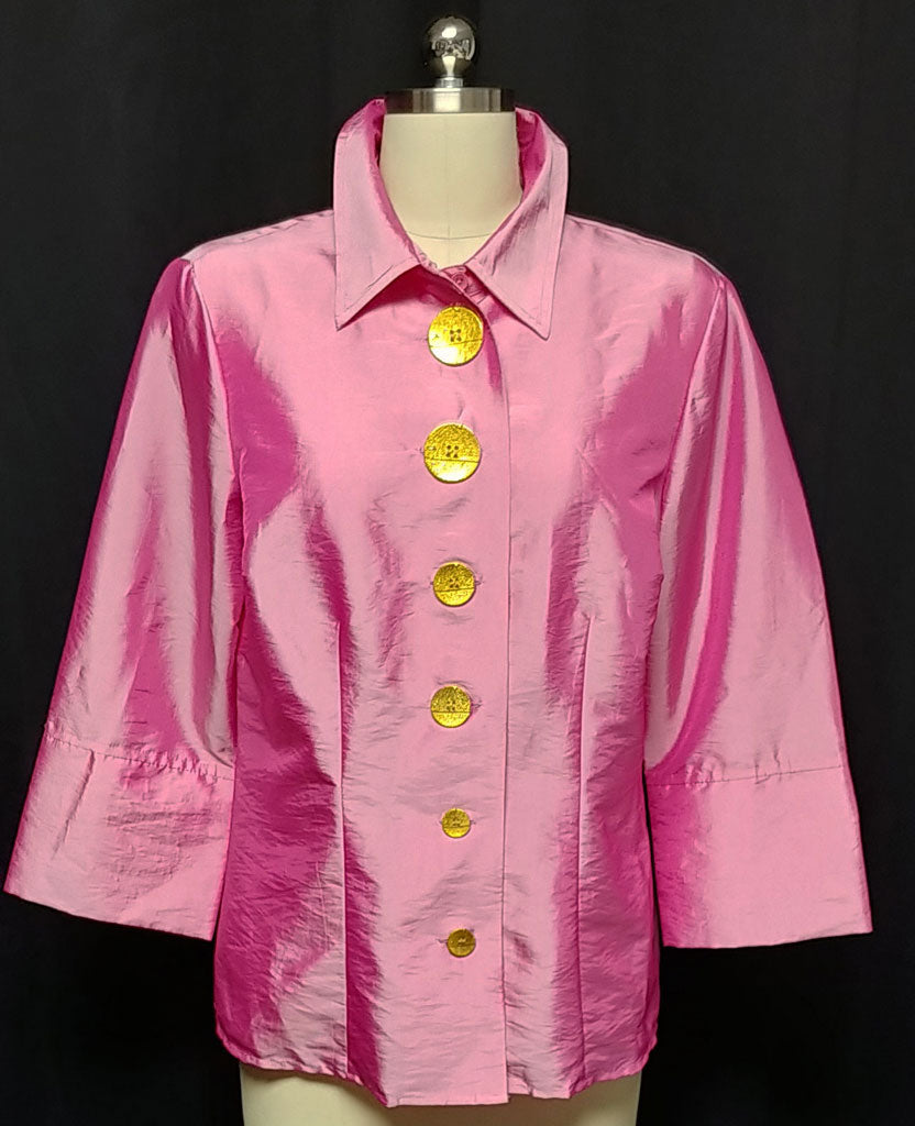 *NEW WITH TAGS - DEEP ROSE SILKY BLOUSE OR JACKET IN SIZE LARGE