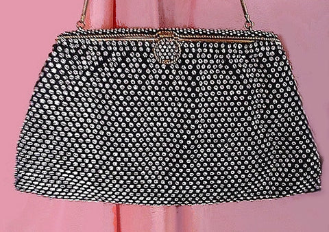 * FROM MY OWN PERSONAL COLLECTION - VINTAGE RARE DAZZLING SPARKLING ALL RHINESTONE EVENING BAG MADE IN FRANCE WITH SATIN CHANGE PURSE & MIRROR - THE MOST BEAUTIFUL VINTAGE EVENING BAG THAT I HAVE EVER SEEN!