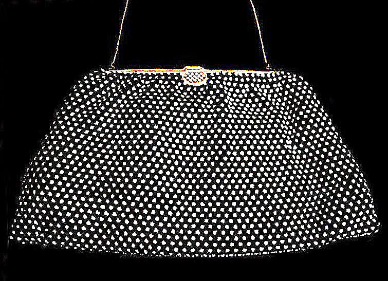 ALL RHINESTONE EVENING BAG MADE3 IN FRANCE WITH SATIN 4CHANGE PURSE