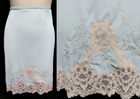 *NEW OLD STOCK - EXQUISITE VINTAGE '60s ARISTOCRAFT BY SUPERIOR SLIP DRIPPING WITH LACE AND SOUTACHE EMBROIDERY - LOOKS AS THOUGH IT HAS NEVER BEEN WORN
