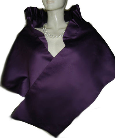 *GLAMOROUS  VINTAGE BETMAR DUCHESS SATIN PLEATED EVENING STOLE IN ROYAL PLUM - PERFECT FOR THE HOLIDAYS