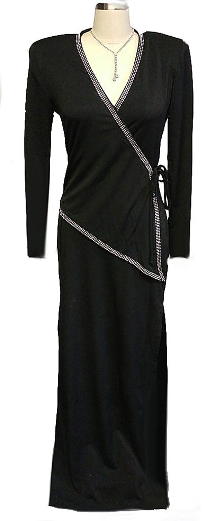 GLAMOROUS '30s LOOK BETSY & ADAM SURPLICE SPANDEX SPARKLING RHINESTON – Vintage Clothing & Fashions