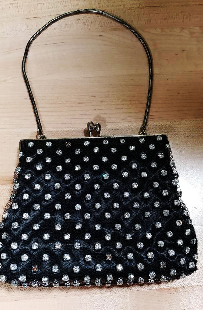 Vintage black pearl bag diy beaded handbag