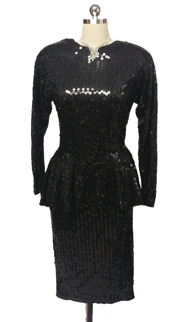 DAZZLING VINTAGE '70s / '80s PARA SPARKLING ALL SEQUIN PEPLUM COCKTAI Vintage Clothing & Fashions | Midnight Glamour DAZZLING VINTAGE '70s / '80s PARA SPARKLING ALL SEQUIN PEPLUM COCKTAI Vintage Clothing & Fashions | Midnight Glamour