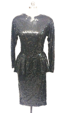 DAZZLING VINTAGE '70s / '80s PARA SPARKLING ALL SEQUIN PEPLUM COCKTAI Vintage Clothing & Fashions | Midnight Glamour DAZZLING VINTAGE '70s / '80s PARA SPARKLING ALL SEQUIN PEPLUM COCKTAI Vintage Clothing & Fashions | Midnight Glamour