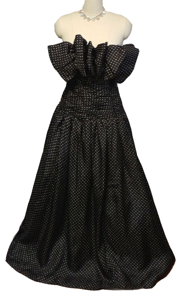 VINTAGE 1980's DESIGNER HUGE BOW BODICE SILK EVENING GOWN WITH ATTACH Vintage Clothing & Fashions | Midnight Glamour VINTAGE 1980's DESIGNER HUGE BOW BODICE SILK EVENING GOWN WITH ATTACH Vintage Clothing & Fashions | Midnight Glamour