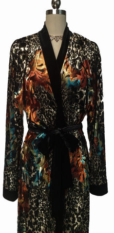 NEW - DIAMOND TEA WRAP EUROPEAN OLD WORLD LOOKING BURNOUT VELVET VELOUR IN LEOPARD, TURQUOISE & SOFT GOLD - LARGE