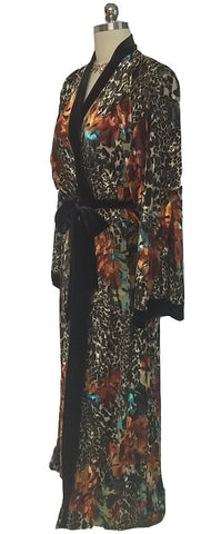 NEW - DIAMOND TEA WRAP EUROPEAN OLD WORLD LOOKING BURNOUT VELVET VELOUR IN LEOPARD, TURQUOISE & SOFT GOLD - LARGE