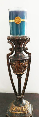 PAIR OF ORNATE GRECIAN LOOK HEAVY CANDLE HOLDER