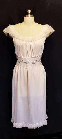 *VINTAGE LARGE CHARMODE PALE PINK WALTZ LENGTH NIGHTGOWN WITH EMBROIDERED APPLIQUES