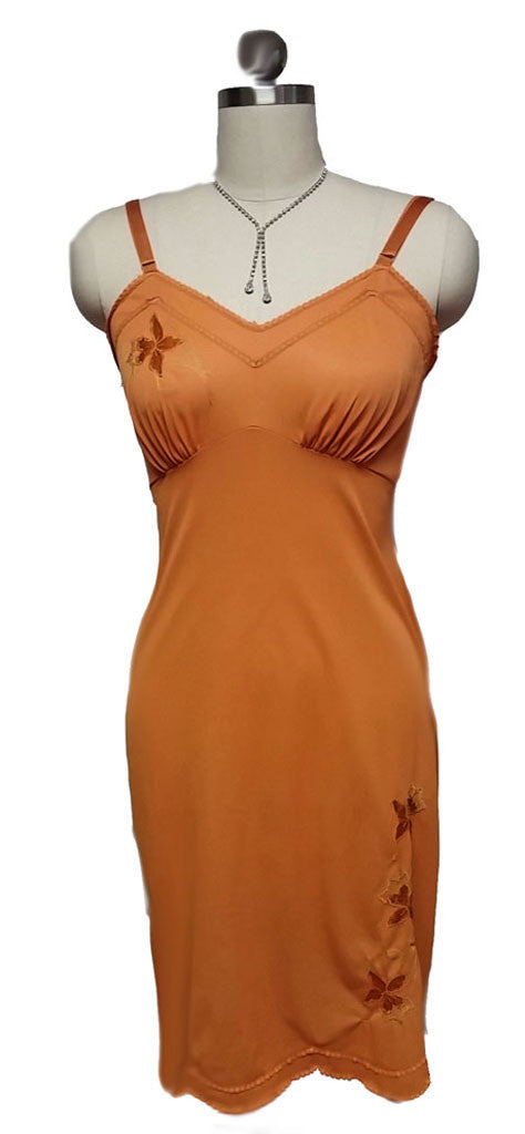 VINTAGE '50s ORCHID APPLIQUES LACE SLIP IN GOLD RUSH Vintage Clothing & Fashions | Midnight Glamour VINTAGE '50s ORCHID APPLIQUES LACE SLIP IN GOLD RUSH Vintage Clothing & Fashions | Midnight Glamour