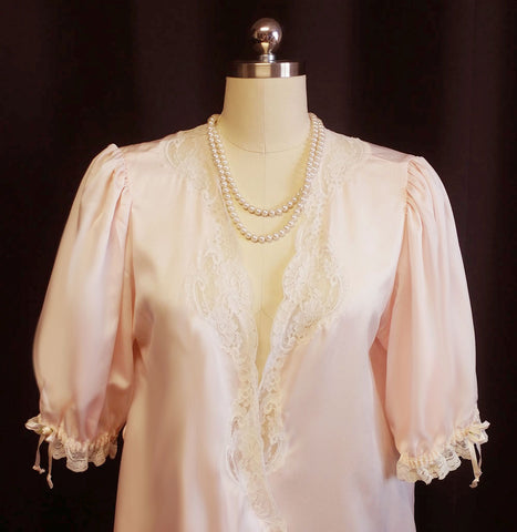 *VINTAGE CHRISTIAN DIOR FROM SAKS FIFTH AVENUE SATINY DRESSING GOWN PEIGNOIR IN PALE PINK
