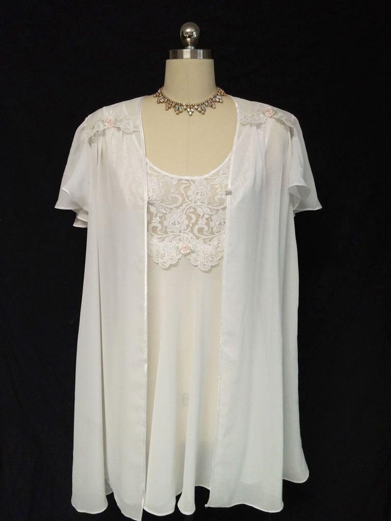 CINEMA ETOILE BRIDAL TROUSSEAU PEIGNOIR & NIGHTGOWN SET ADORNED WITH Vintage Clothing & Fashions | Midnight Glamour CINEMA ETOILE BRIDAL TROUSSEAU PEIGNOIR & NIGHTGOWN SET ADORNED WITH Vintage Clothing & Fashions | Midnight Glamour