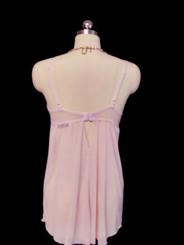 *DELICATES LAVENDER DOTTED TULLE BABYDOLL NIGHTGOWN ACCENTED WITH RHINESTONE