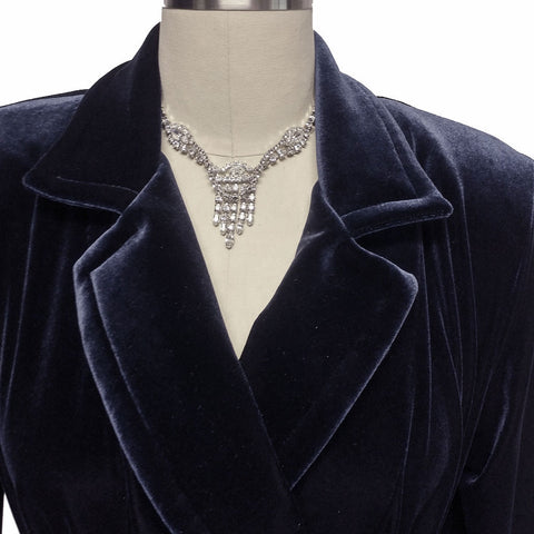 *NEW - DIAMOND TEA LUXURIOUS WRAP-STYLE VELVET VELOUR ROBE IN MIDNIGHT NAVY - SIZE SMALL #2 - WOULD MAKE A WONDERFUL GIFT!