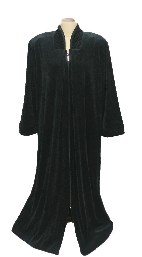 NEW - DIAMOND TEA COTTON VELOUR ROBE WITH ZIP UP FRONT & QUILTED TRIM IN ASPEN - SIZE SMALL - #4 - WOULD MAKE A WONDERFUL GIFT