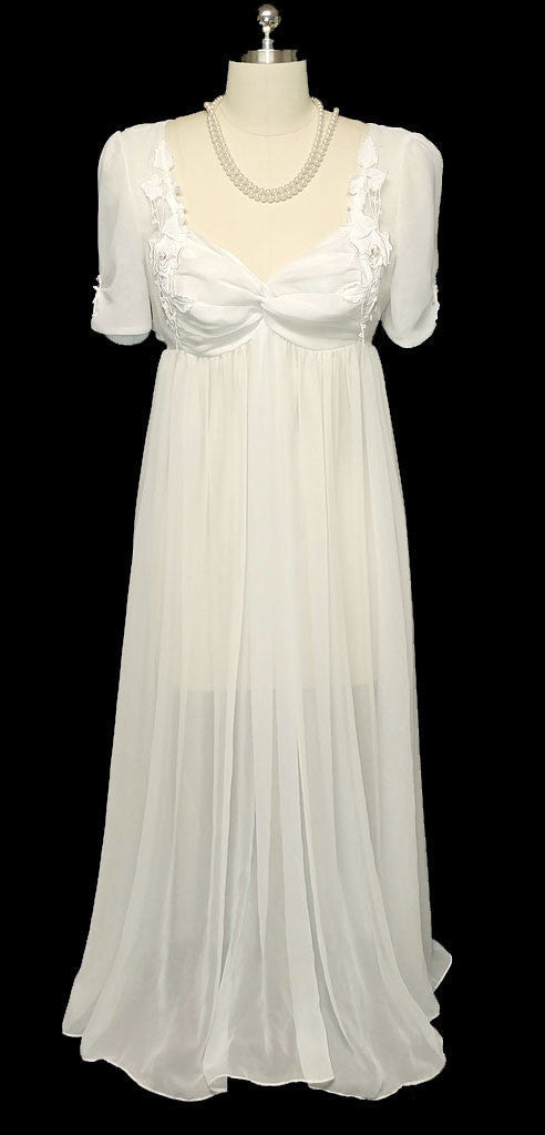 VINTAGE RARE STYLE FLORA NIKROOZ BRIDAL TROUSSEAU WEDDING NIGHTGOWN W –  Vintage Clothing & Fashions