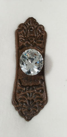*NEW - HEAVY METAL ORNATE DOOR PULL WITH SPARKLING FACETED "RHINESTONE" KNOB