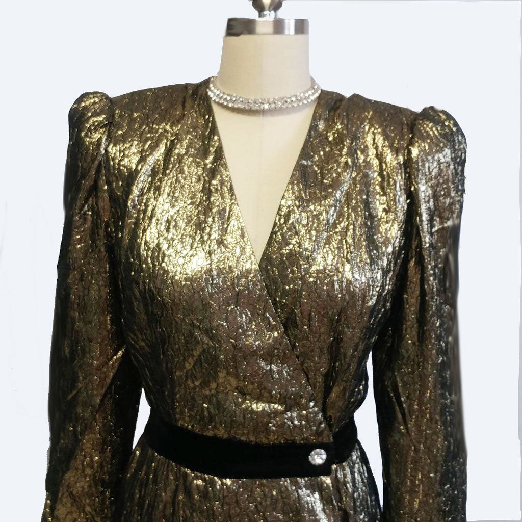 VINTAGE '80s DESIGNER HALSTON III BLACK AND SPARKLING METALLIC GOLD L Vintage Clothing & Fashions | Midnight Glamour VINTAGE '80s DESIGNER HALSTON III BLACK AND SPARKLING METALLIC GOLD L Vintage Clothing & Fashions | Midnight Glamour
