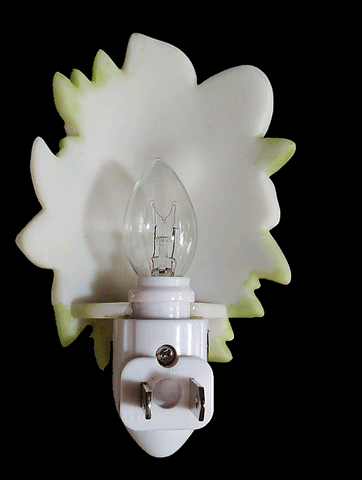 *NEW - BEAUTIFUL HAND PAINTED TROPICAL HIBISCUS PLUG IN NIGHT LIGHT WITH BULB