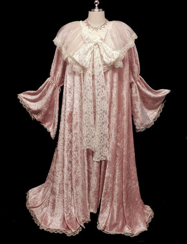 VINTAGE VANITY FAIR VELOUR ROBE DRESSING GOWN WITH IVORY LACE COLLAR –  Vintage Clothing & Fashions