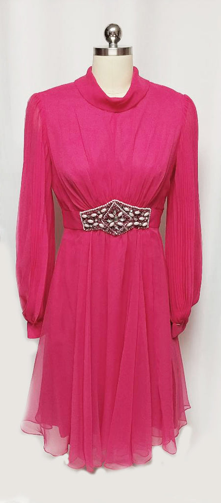 VINTAGE HOT PINK BEADED, RHINESTONE & PEARL COCKTAIL DRESS WITH HUGE P Vintage Clothing & Fashions | Midnight Glamour VINTAGE HOT PINK BEADED, RHINESTONE & PEARL COCKTAIL DRESS WITH HUGE P Vintage Clothing & Fashions | Midnight Glamour