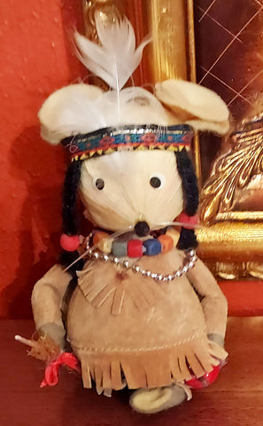 *  VINTAGE 1980S KURT ADLERS THANKSGIVING INDIAN GIRL BOY AND COWBOY THANKSGIVING TABLE DECORATIONS