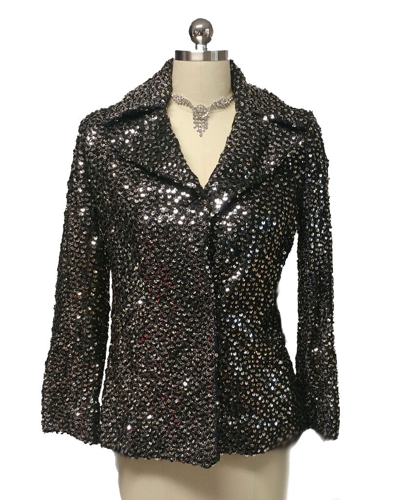 *VINTAGE JOHN HELLER SPARKLING JACKET ENCRUSTED WITH SEQUINS - PERFECT FOR THE HOLIDAYS