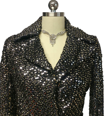 *VINTAGE JOHN HELLER SPARKLING JACKET ENCRUSTED WITH SEQUINS - PERFECT FOR THE HOLIDAYS