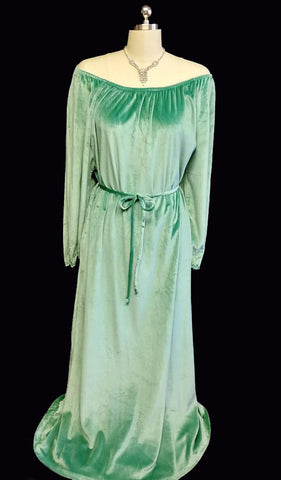 *VINTAGE JOLIE TWO VELOUR DRESSING GOWN / NIGHTGOWN / LOUNGE WEAR IN A LUSCIOUS SHADE OF SEA GODDESS
