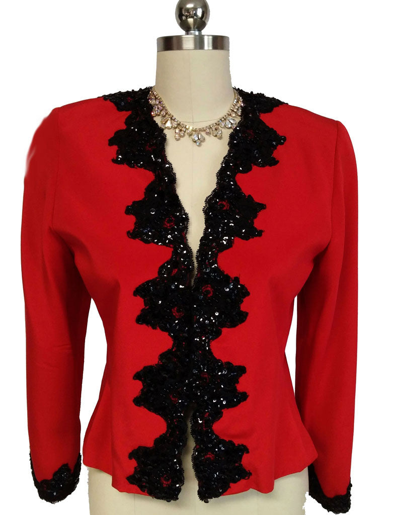 VINTAGE '80s LIAN CARLO NEIMAN MARCUS SCARLET EVENING JACKET
