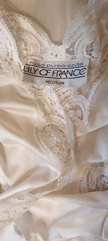 *VINTAGE LILY OF FRANCE ROSA PULEO SZULE LACE PEIGNOIR NIGHTGOWN SET IN STARRY NIGHT