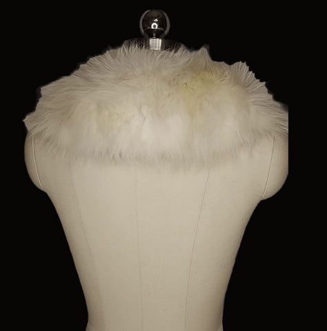 *  VINTAGE LONG HAIR IVORY FUR COLLAR FOR COAT OR SWEATER