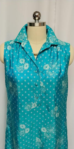 *VINTAGE 1970s MELISSA MADE IN THAILAND SILK DRESS IN A GORGEOUS SHADE OF TURQUOISE