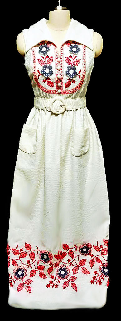 VINTAGE MISS ELLIETTE BELMAN DIAMOND S PIQUE DRESS ADORNED WITH