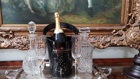 VINTAGE MOET & CHANDON LIMITED HOLIDAY EDITION BLACK ACRYLIC CHAMPAGNE BUCKET DESIGNED BY JEAN MARC GADY