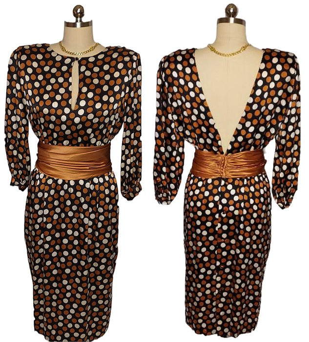 neimans dresses VINTAGE GLAMOROUS NEIMAN MARCUS SILK DRESS WITH FABULOUS LOW CUT BAC – Vintage Clothing & Fashions