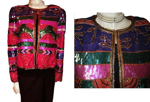 NIPON NIGHT EVENING JACKET ENCRUSTED WITH SPARKLING BEADS & SEQUINS
