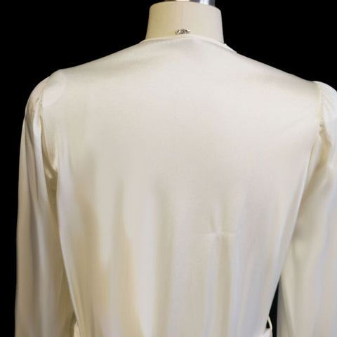 *VINTAGE BRIDAL TROUSSEAU OLGA LACEY SILKY NYLON PEIGNOIR & NIGHTGOWN SET IN ANGEL MIST