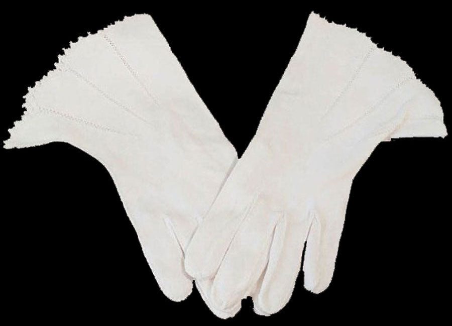 *BEAUTIFUL VINTAGE '50s / '60s CREAM FAGOTING GAUNTLET GLOVES WITH EMBROIDERY